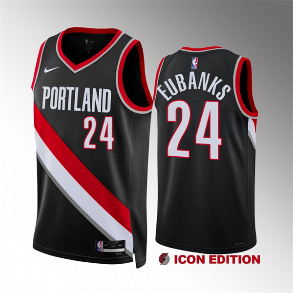 Mens Portland Trail Blazers #24 Drew Eubanks Black Icon Edition Swingman Jersey