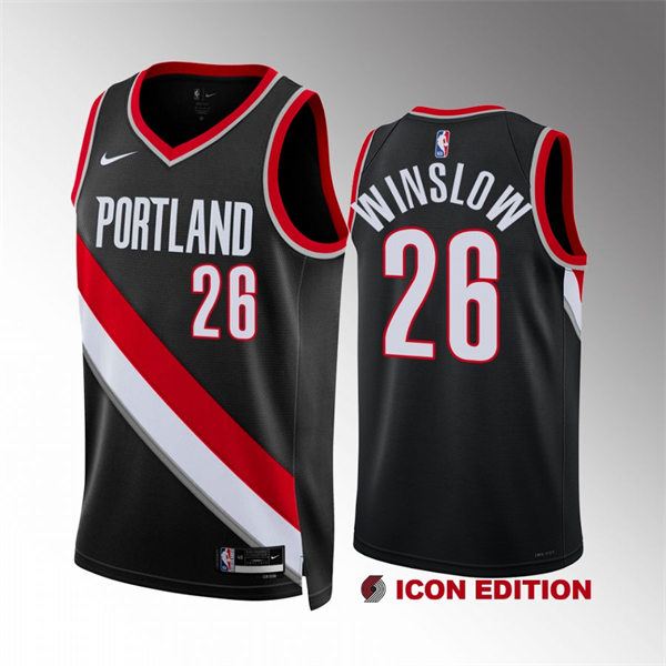 Mens Portland Trail Blazers #26 Justise Winslow Black Icon Edition Swingman Jersey