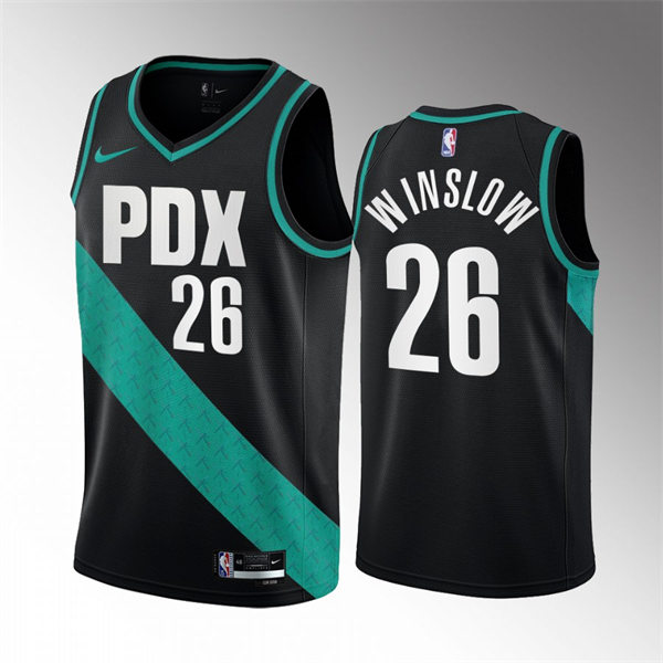 Mens Portland Trail Blazers #26 Justise Winslow Black 2022-23 City Edition Swingman Jersey