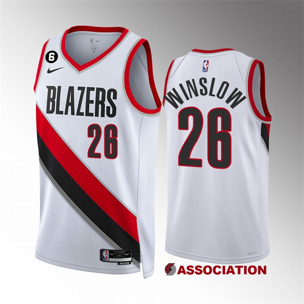 Mens Portland Trail Blazers #26 Justise Winslow 2022-23 Association Edition Player Jersey Nike White
