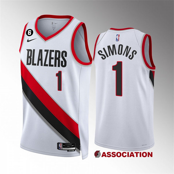 Mens Portland Trail Blazers #1 Anfernee Simons 2022-23 Association Edition Player Jersey Nike White