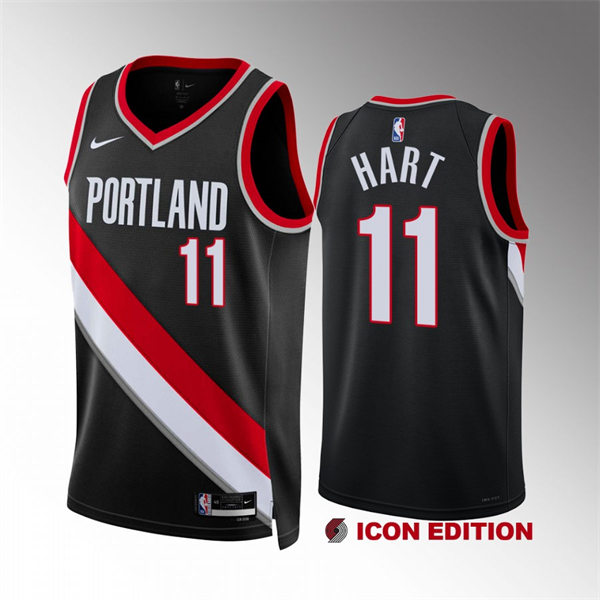 Mens Portland Trail Blazers #11 Josh Hart Black Icon Edition Swingman Jersey