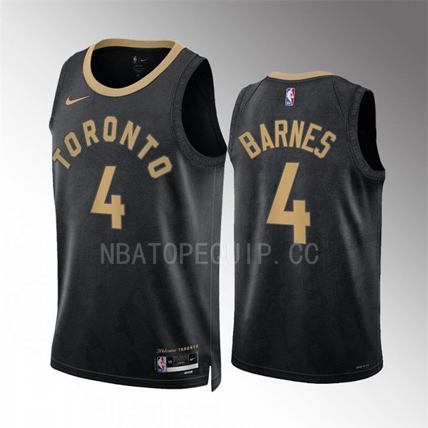 Mens Toronto Raptors #4 Scottie Barnes 2022-23 City Edition Swingman Jersey Black 