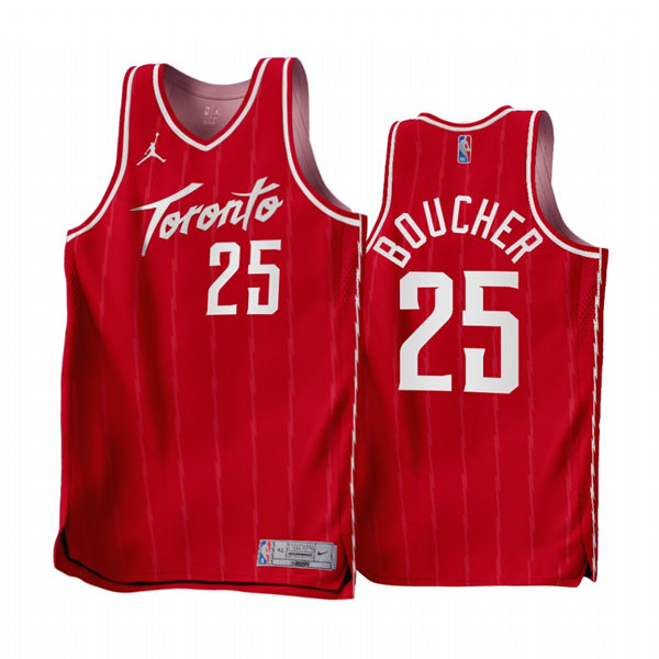 Mens Toronto Raptors #25 Chris Boucher Red 2022-23 Earned Edition Swingman Jersey