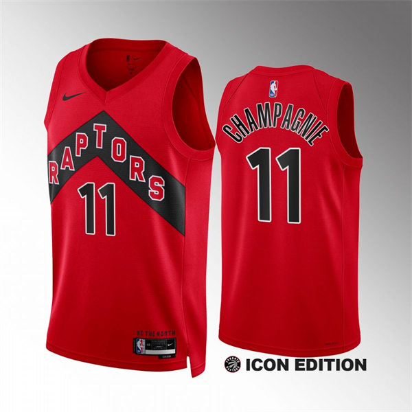 Mens Toronto Raptors #11 Justin Champagnie Icon Edition Swingman Jersey Red