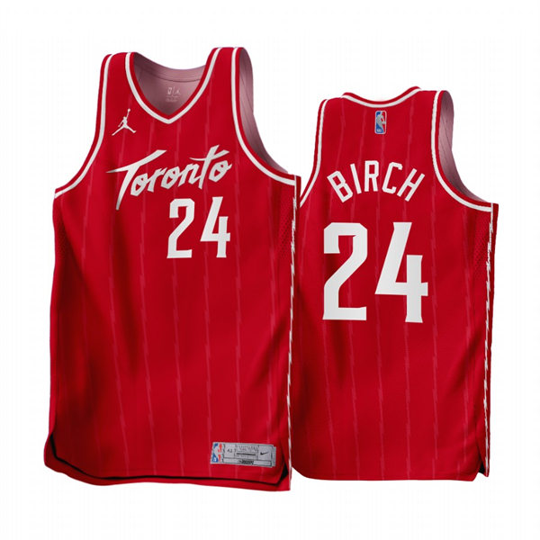 Mens Toronto Raptors #24 Khem Birch Red 2022-23 Earned Edition Swingman Jersey