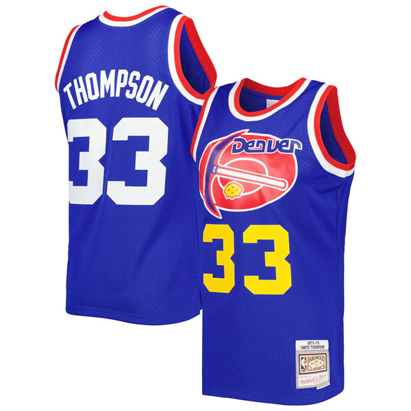 Men's Denver Nuggets #33 David Thompson 1975-76 Royal Hardwood Classics Swingman Jersey