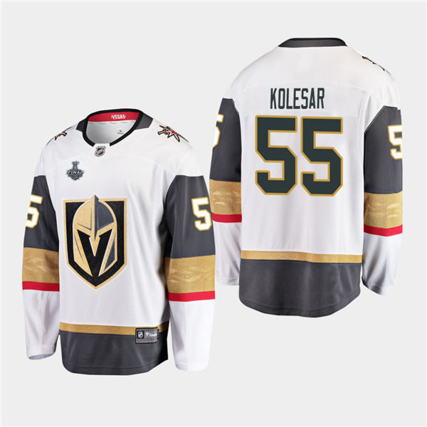 Mens Vegas Golden Knights #55 Keegan Kolesar Stitched Adidas Away White Jersey