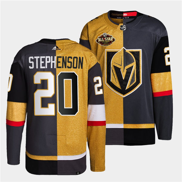 Mens Vegas Golden Knights #20 Chandler Stephenson adidas Gold Grey Split Two Tone Edtion Jersey