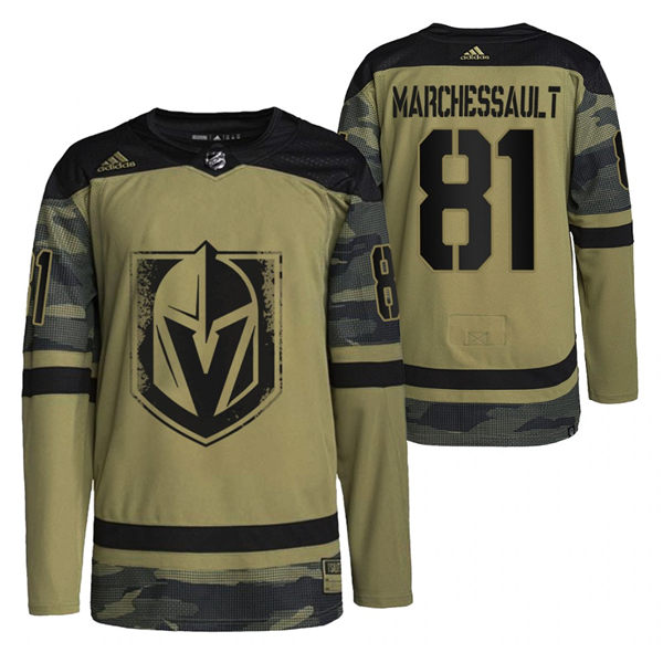 Mens Vegas Golden Knights #81 Jonathan Marchessault Camo Canadian Armed Force 2021 CAF Night Jersey