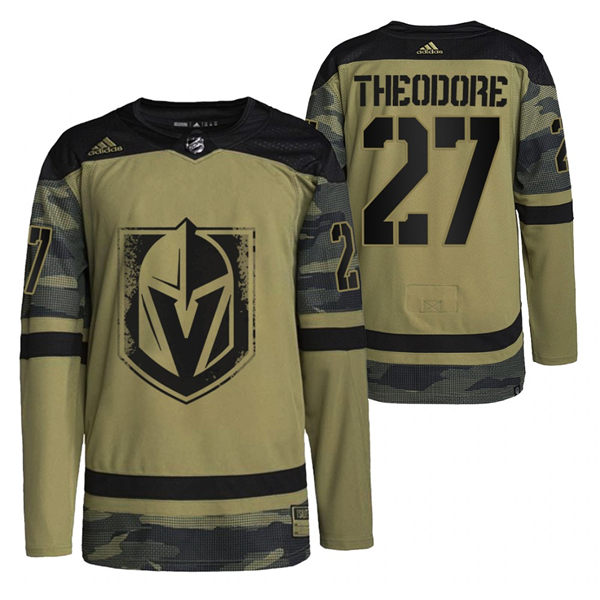 Mens Vegas Golden Knights #27 Shea Theodore Camo Canadian Armed Force 2021 CAF Night Jersey