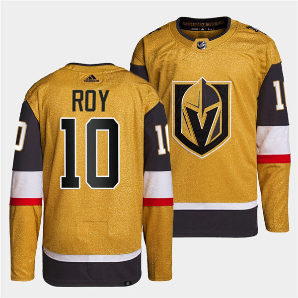 Mens Vegas Golden Knights #10 Nicolas Roy Stitched Adidas Gold Alternate Authentic Jersey