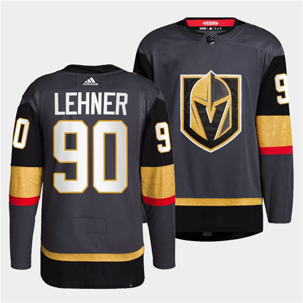Mens Vegas Golden Knights #90 Robin Lehner Stitched Adidas Home Grey Jersey 