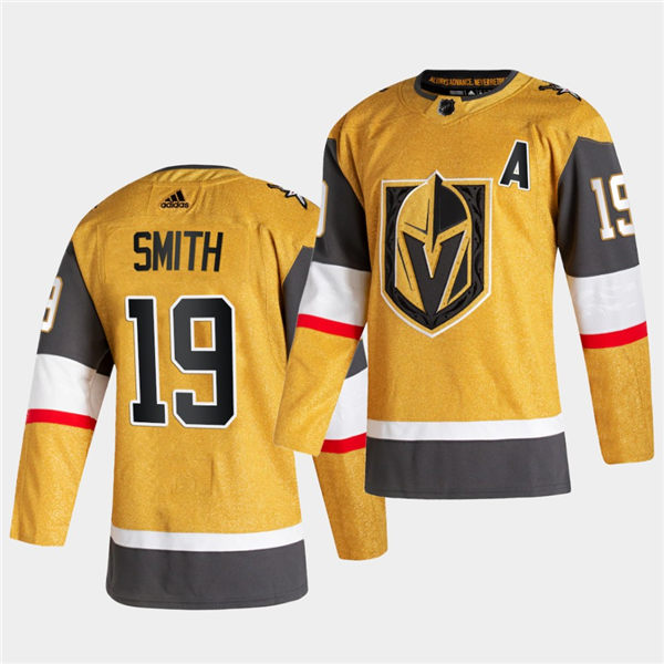 Mens Vegas Golden Knights #19 Reilly Smith Stitched Adidas Gold Alternate Authentic Jersey