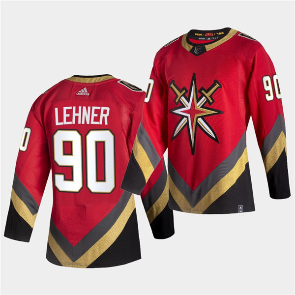 Mens Vegas Golden Knights #90 Robin Lehner Adidas 2021 Red Reverse Retro Special Edition Jersey