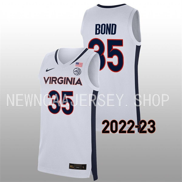 Mens Youth Virginia Cavaliers #35 Leon Bond College Basketball Game Jersey White