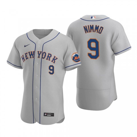 Mens New York Mets #9 Brandon Nimmo Nike Grey Road FlexBase Player Jersey