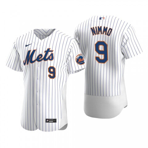 Mens New York Mets #9 Brandon Nimmo Home White Pinstripe Flex Base Jersey