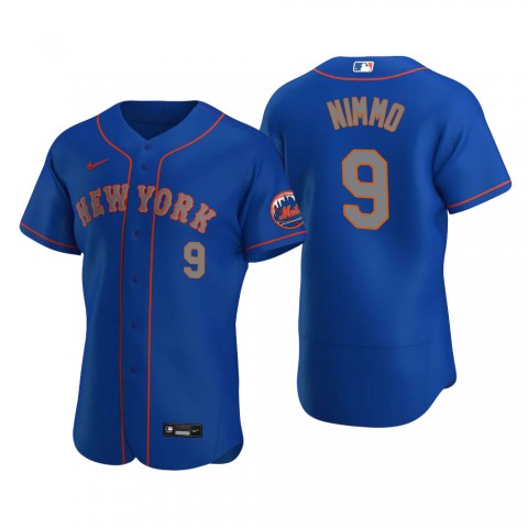 Mens New York Mets #9 Brandon Nimmo Blue Grey Flex Base Jersey