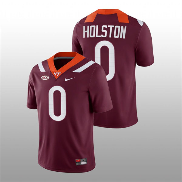 Mens Youth Virginia Tech Hokies #0 Jalen Holston Nike Maroon College Game Football Jersey