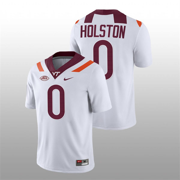 Mens Youth Virginia Tech Hokies #0 Jalen Holston Nike White College Game Football Jersey