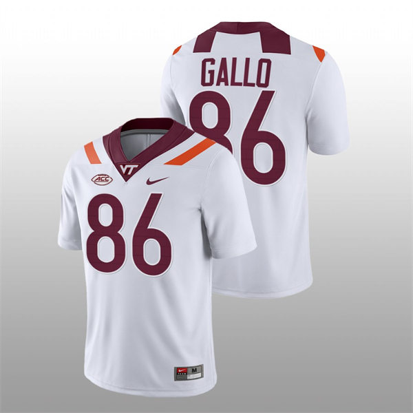 Mens Youth Virginia Tech Hokies #86 Nick Gallo Nike White College Game Football Jersey