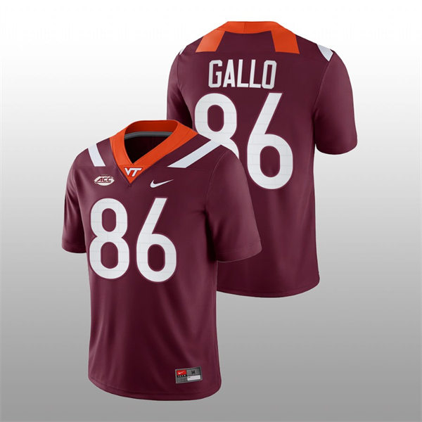 Mens Youth Virginia Tech Hokies #86 Nick Gallo Nike Maroon College Game Football Jersey