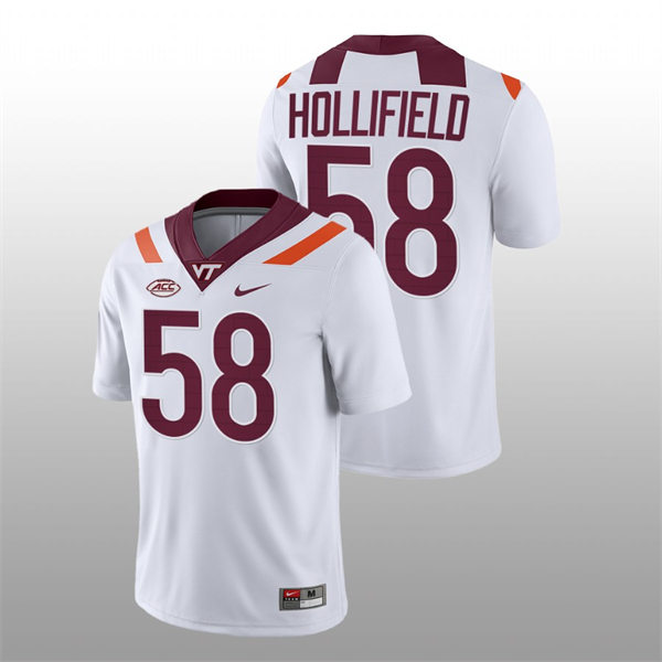 Mens Youth Virginia Tech Hokies #58 Jack Hollifield Nike White College Game Football Jersey