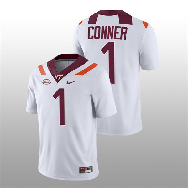 Mens Youth Virginia Tech Hokies #1 Chamarri Conner Nike White College Game Football Jersey