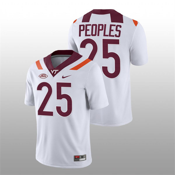 Mens Youth Virginia Tech Hokies #25 Nasir Peoples Nike White College Game Football Jersey