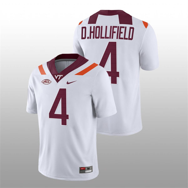 Mens Youth Virginia Tech Hokies #4 Dax Hollifield Nike White College Game Football Jersey