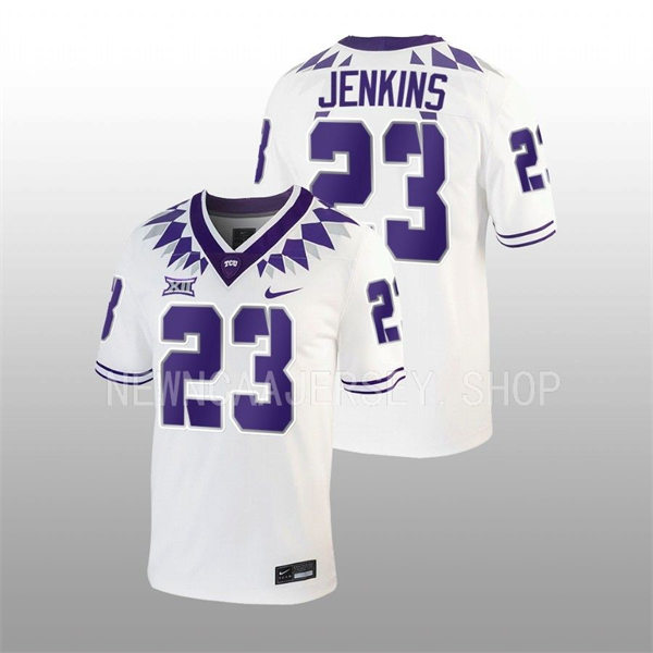 Mens TCU Horned Frogs #23 Keontae Jenkins 2022 White College Football Game Jersey