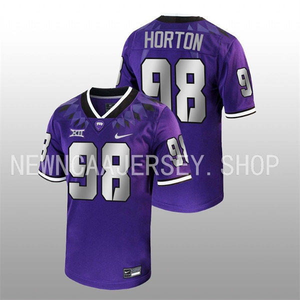 Mens TCU Horned Frogs #98 Dylan Horton Nike 2022 Purple College Football Game Jersey