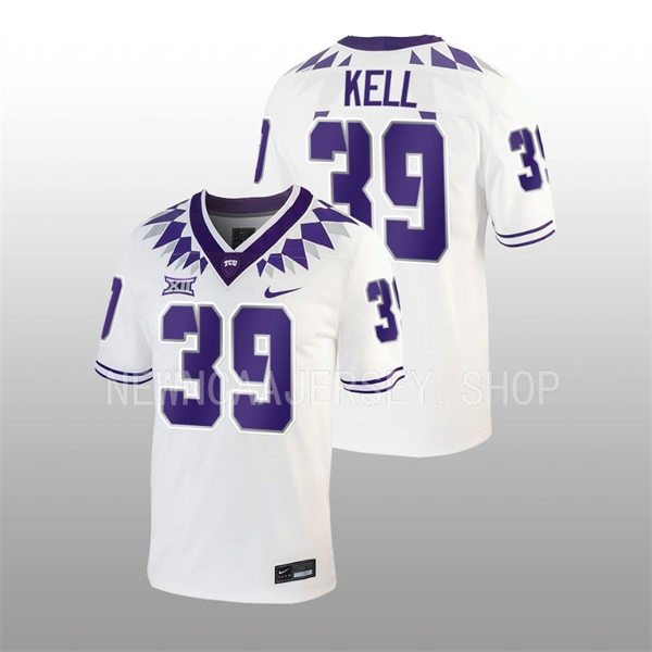 Mens TCU Horned Frogs #39 Griffin Kell 2022 White College Football Game Jersey