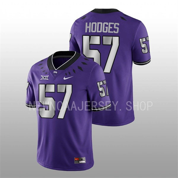 Mens TCU Horned Frogs #57 Johnny Hodges Nike 2022 Purple College Football Game Jersey