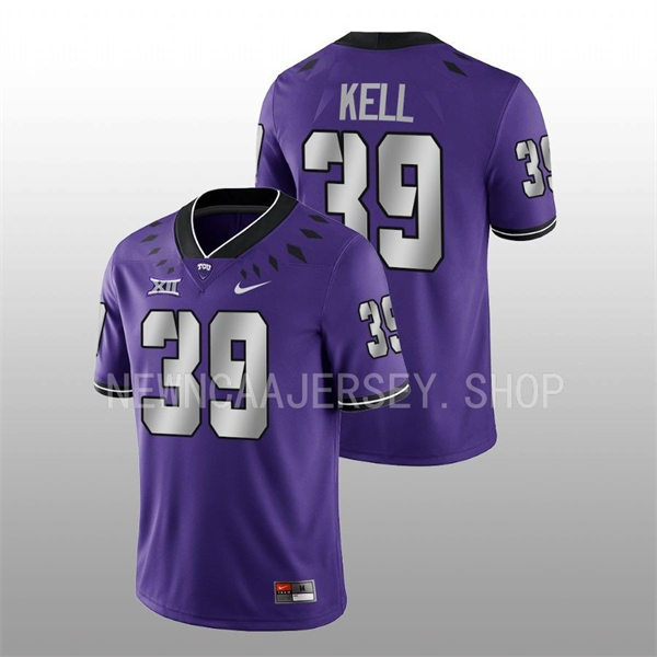 Mens TCU Horned Frogs #39 Griffin Kell Nike 2022 Purple College Football Game Jersey