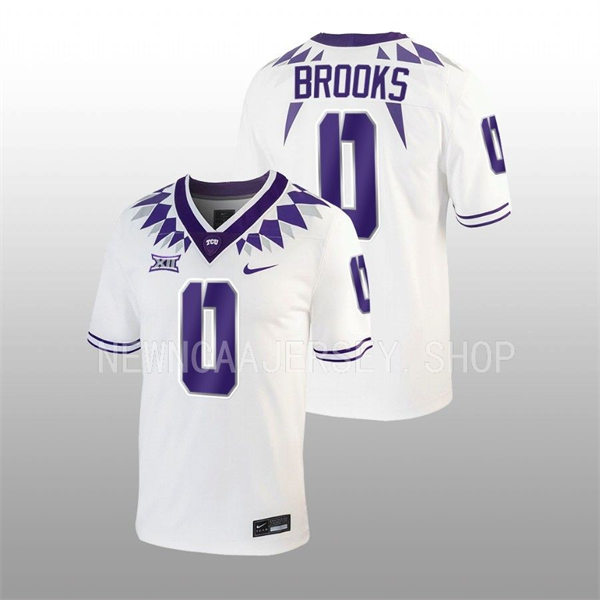 Mens TCU Horned Frogs #0 Marcel Brooks 2022 White College Football Game Jersey