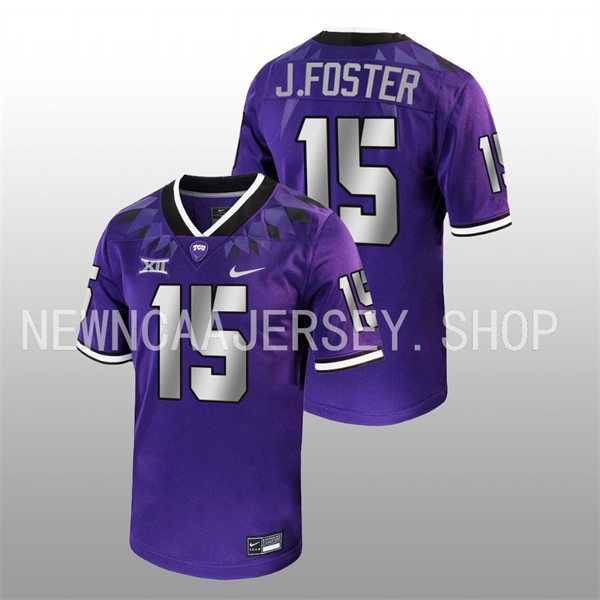 Mens TCU Horned Frogs #15 Josh Foster Nike 2022 Purple College Football Game Jersey