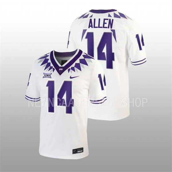 Mens TCU Horned Frogs #14 DJ Allen 2022 White College Football Game Jersey