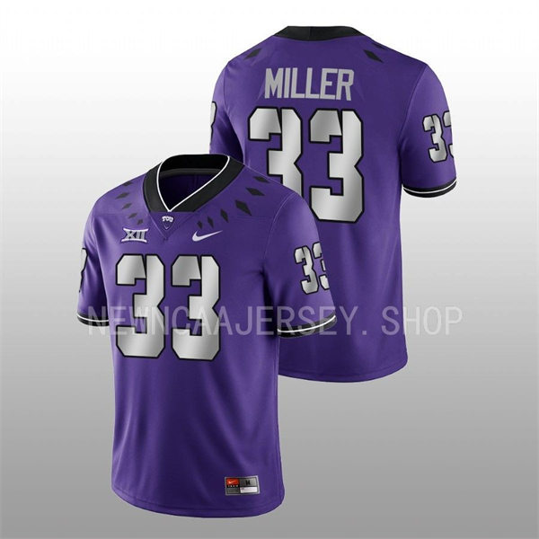Mens TCU Horned Frogs #33 Kendre Miller Nike 2022 Purple College Football Game Jersey