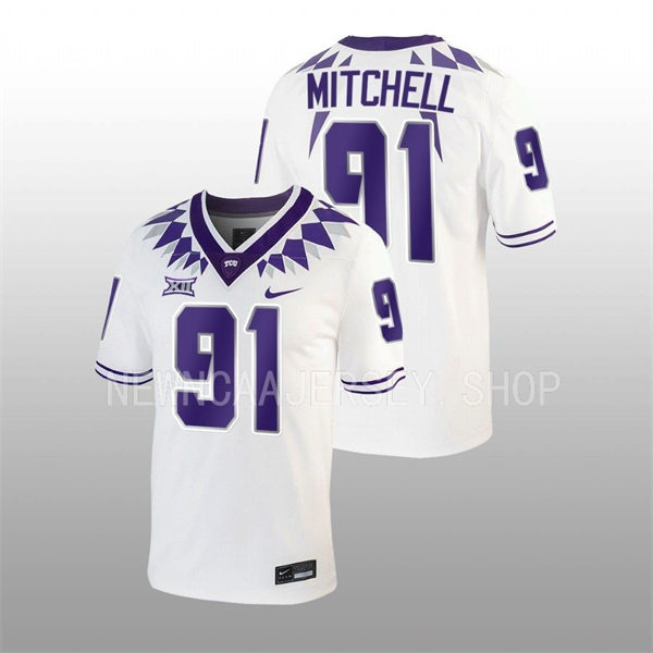 Mens TCU Horned Frogs #91 Tymon Mitchell 2022 White College Football Game Jersey