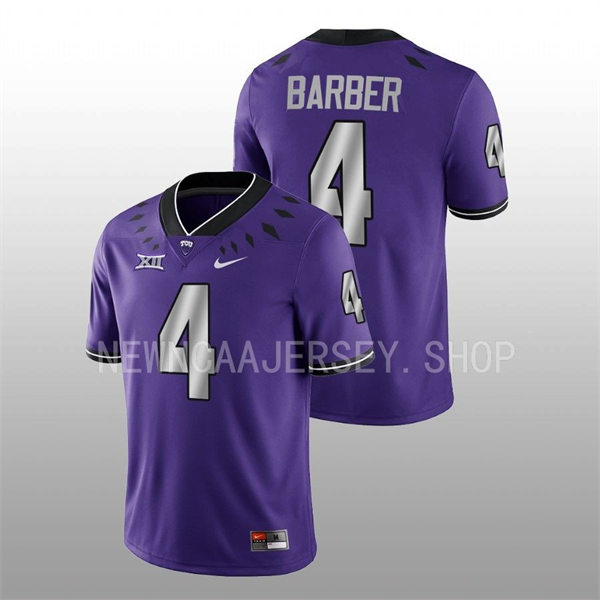 Mens TCU Horned Frogs #4 Taye Barber Nike 2022 Purple College Football Game Jersey