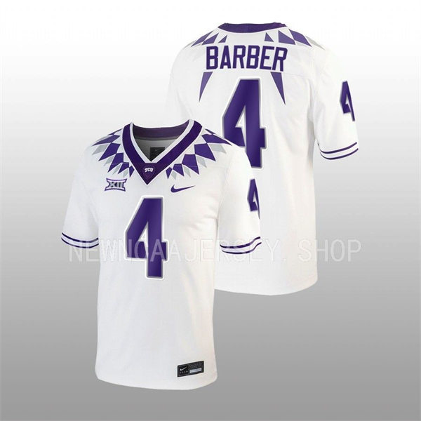 Mens TCU Horned Frogs #4 Taye Barber 2022 White College Football GameJersey
