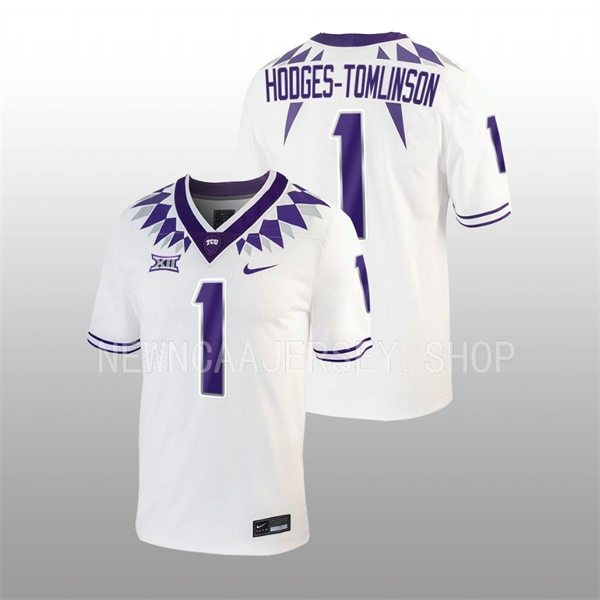 Mens TCU Horned Frogs #1 Tre'vius Hodges-Tomlinson 2022 White College Football Game Jersey
