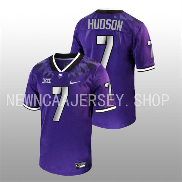 Mens TCU Horned Frogs #7 Jordan Hudson Nike 2022 Purple College Football Game Jersey