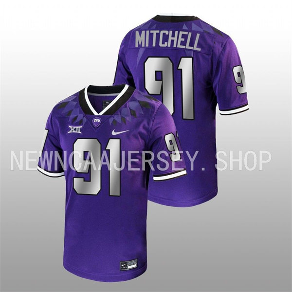 Mens TCU Horned Frogs #91 Tymon Mitchell Nike 2022 Purple College Football Game Jersey