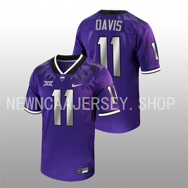 Mens TCU Horned Frogs #11 Derius Davis Nike 2022 Purple College Football Game Jersey