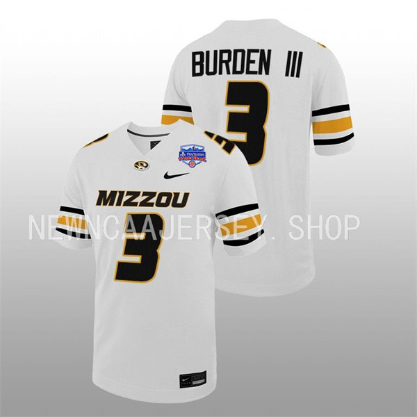 Mens Youth Missouri Tigers #3 Luther Burden III Nike White College Football Game Jersey