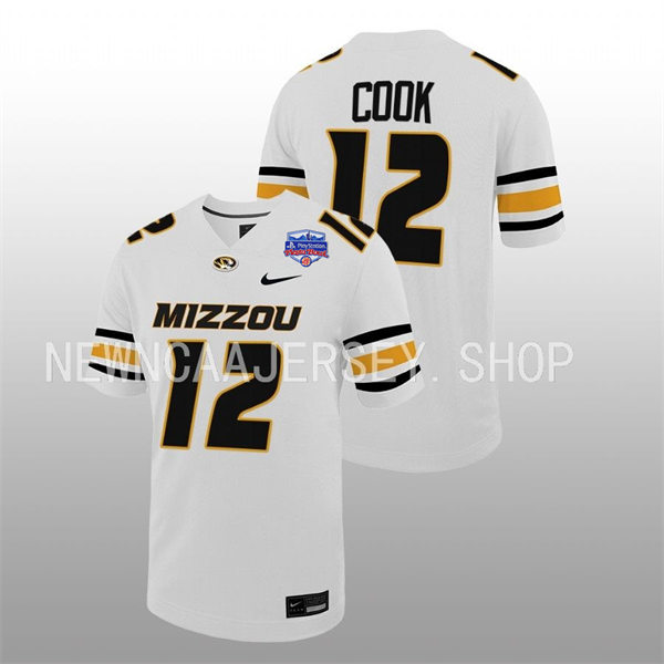 Mens Youth Missouri Tigers #12 Brady Cook Nike White College Football Game Jersey
