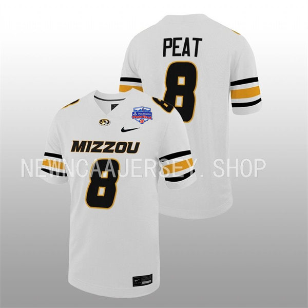 Mens Youth Missouri Tigers #8 Nathaniel PeatNike White College Football Game Jersey